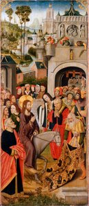 Der Einzug Christi in Jerusalem, zweite Hälfte des 15. Jahrhunderts von Master of the Thuison Altarpiece
