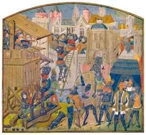 Belagerungszug, fünfzehntes Jahrhundert MS. Roy. 14 E. iv., c1470, 1903 von Master of the Vienna and Copenhagen