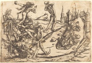 Die Steinigung des Heiligen Stephanus von Master with the Banderoles after Israhel van Meckenem