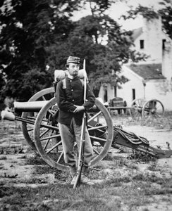 Private D.W.C. Arnold, Unionsarmee, fotografiert in der Nähe von Harper