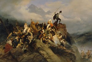 Pater Joachim Haspinger unter den kämpfenden Bauern von Mathias Artaria