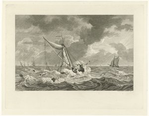 Stranden des Schiffs von Kapitän Klaas Ringels bei Texel, 1778 von Mathias de Sallieth
