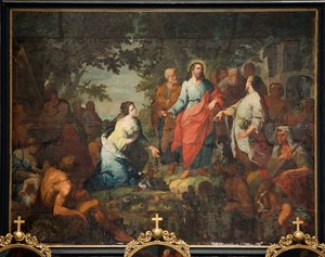 Pfarrkirche (Parochiekerk Sint-Maarten). Gemälde. "Jesus und die Samariterin". Matthijs De Visch von Mathias de Visch