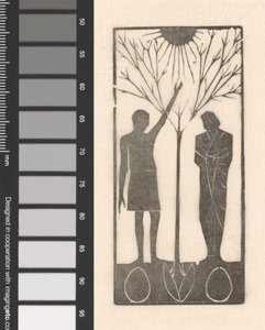 Zwei Figuren bei einem Baum