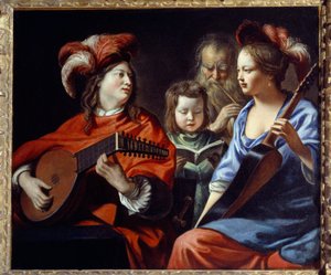 Das Konzert. Eine Gruppe von Musikern der Barockmusik. Gemälde von Mathieu Le Nain von Mathieu Le Nain