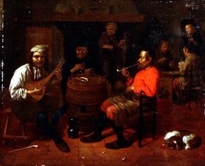 Eine Taverne mit Mandolinenspieler