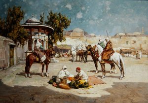 Arabische Krieger auf einem Marktplatz, ca. 1910 von Matteo Da Angelo Rossotti