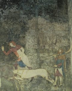 Männer jagen mit Hunden, Detail (Dekorationsschema aus La Chambre du Cerf)