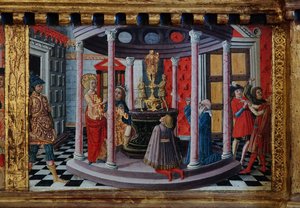 Madonna mit Kind und den Heiligen Jakobus, Augustinus, Bernhardin und Margarete, erste Jahrzehnte des 14. Jahrhunderts von Matteo di (c.1430 95) Giovanni