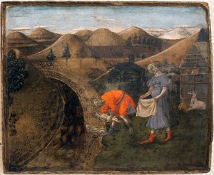 Legende von Romulus und Remus: Romulus und Remus werden vom Hirten Faustulus gefunden.