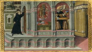 Die Vision des heiligen Augustinus von den Heiligen Hieronymus und Johannes dem Täufer, 1476 von Matteo di Giovanni di Bartolo