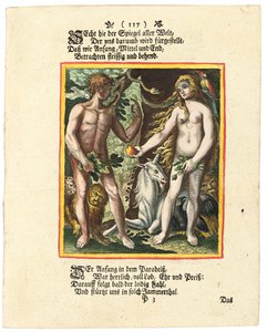 Adam und Eva, ca. 1700-1725 von Matthaus Merian