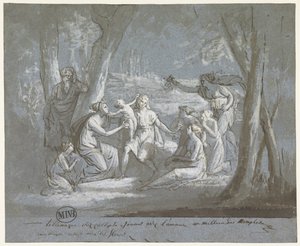 Telemachus und Calypso spielen mit einem Amor von Mattheus Ignatius van Bree