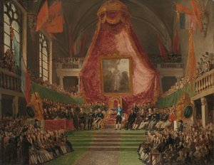 Die feierliche Eröffnung der Universität Gent durch den Prinzen von Oranien im Thronsaal des Rathauses am 9. Oktober 1817 von Mattheus Ignatius van Bree