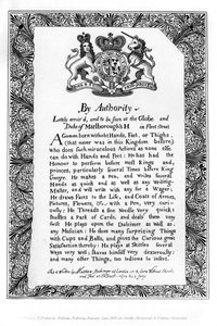 Kalligraphische Ausstellung von Matthew Buchinger, Zwerg von Nürnberg, 1717