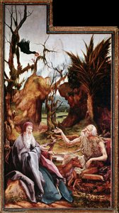 St. Antonius der Große und St. Paulus in der Wüste, Isenheimer Altar von Matthias (c.1480 1528) Grunewald