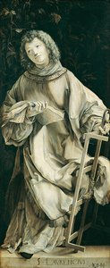 Tafel des Heller-Altars, die St. Laurentius darstellt von Matthias Grünewald