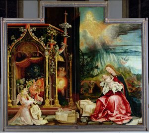 Der Isenheimer Altar. Zentrale Tafel: Konzert der Engel und Geburt Christi, 1506-1515