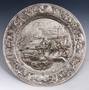 Silberplatte mit der Abreise von Christoph Kolumbus von Matthias Melijn