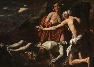 Adam und Eva trauern um den Tod Abels, 1632-1635 von Matthias Stomer