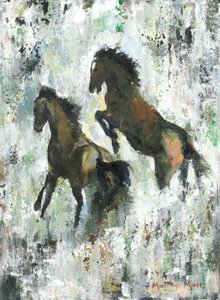 Galoppierende Wildpferde von Matthys Moss