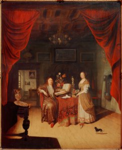 Ein Gelehrter und seine Frau in einem Interieur