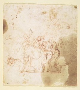 Johannes der Täufer als Kind von Engeln betreut (?) von Mattia Preti