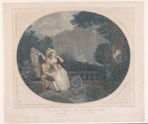 Garten mit schlafendem Mann und zuschauendem Mann von Mauclerc