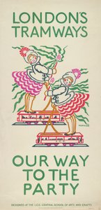 Unser Weg zur Party, London County Council LCC Straßenbahnplakat, 1924 von Maud Klein