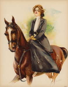 Porträt einer Frau auf einem Pferd von Maud Stumm