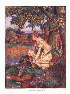 Komm heraus, weißer Hirsch, Illustration aus Lady Anns Märchen, 1914 von Maud Tindal Atkinson