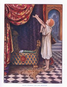 Der Tod verschwand und das Leben blieb, Illustration aus Lady Anns Märchen, 1914 von Maud Tindal Atkinson