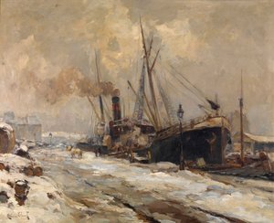 Antwerpener Hafen im Winter