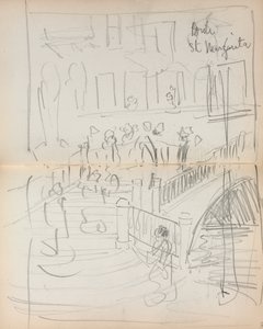 Italienisches Skizzenbuch: Brücke St. Margarita Seite 67 & 68, 1898-1899 von Maurice Brazil Prendergast