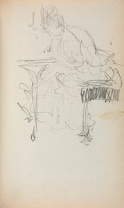 Italienisches Skizzenbuch: Sitzende Frau beim Nähen, Seite 153, 1898-1899 von Maurice Brazil Prendergast