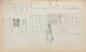Italienisches Skizzenbuch: Straßenszene mit einem Mädchen