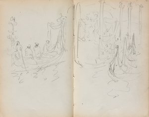 Italienisches Skizzenbuch: Venezianischer Hafenblick Seite 31 & 32, 1898-1899 von Maurice Brazil Prendergast