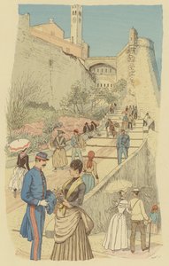 Menschen auf der großen Treppe im Königspalast, Monaco von Maurice Charles Mathieu Bonvoisin