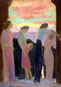 Marthe Denis und die Kinder auf dem Balkon, ca. 1900-1940 von Maurice Denis