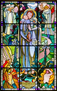 Maurice Denis Museum, Saint Germain en Laye, Frankreich, Maurice Denis, Jungfrau und Kind Buntglas (Buntglas) von Maurice Denis