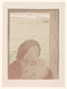 Mutter mit Baby vor einem Fenster