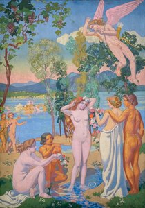 Die Geschichte von Psyche, Tafel I. Eros wird von Psyches Schönheit getroffen von Maurice Denis
