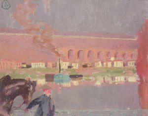Viadukt Pecq, gesehen von der alten Brücke in Pecq von Maurice Denis