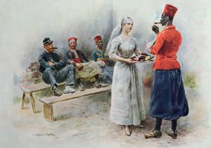 Die Lieblingskrankenschwester mit Zouaven und Soldaten während des Ersten Weltkriegs, 1915 von Maurice Henri Orange