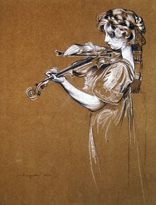 Junges Mädchen spielt Geige von Maurice Langaskens