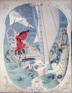 Armand-Jean du Plessis, Kardinal Richelieu (1585-1642) dargestellt als Beschützer der Loyalität zur französischen Krone, Illustration aus einem Leben von Richelieu von Theodore Camu von Maurice Leloir