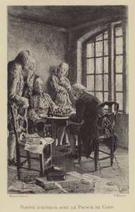 Schachspiel mit dem Prinzen von Conti (Gravur) von Maurice Leloir