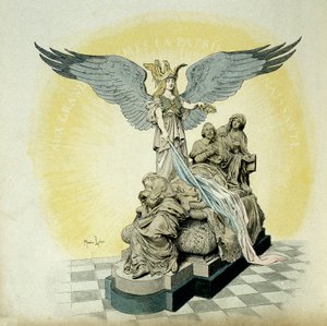 Geschichte Frankreichs: Denkmal für Armand Jean du Plessis, Kardinal de Richelieu (1585-1642), Minister von Ludwig XIII., an der Sorbonne, Paris. Illustration von Maurice Leloir