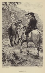 Jean-Jacques Rousseau und zwei junge Frauen auf einer Reise zu Pferd von Maurice Leloir