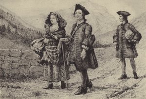 Jean-Jacques Rousseau auf der Straße mit zwei Begleitern von Maurice Leloir